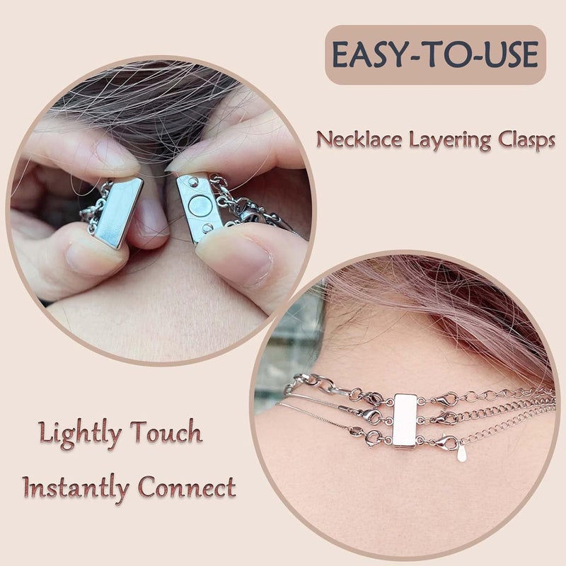 OHINGLT Necklace Layering Clasps Magnetic Slide Lock Clasp Necklace Connector Multi Strands Slide Tube Clasps - Image 2